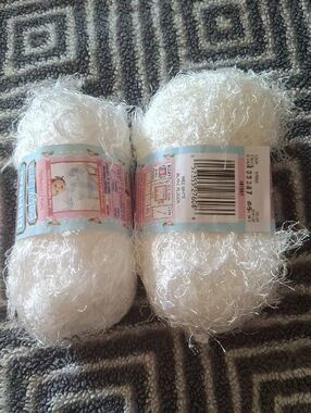 Bernat Baby Lash Yarn - Wee White (Lot of 2) - Rare / Discontinued